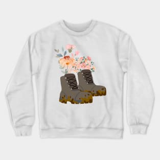 Hiking boots with wildflowers Crewneck Sweatshirt